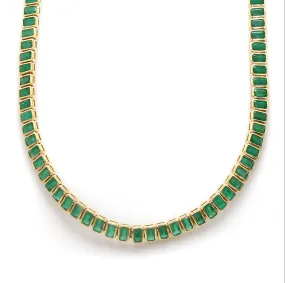 14K & 18K Gold Bezel Set Emerald Necklace