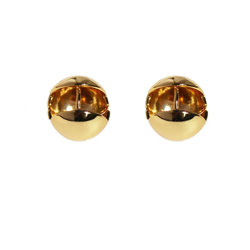 18K Gold Plated Round Ball Fashion Style Stud Hoop Earrings LJ11