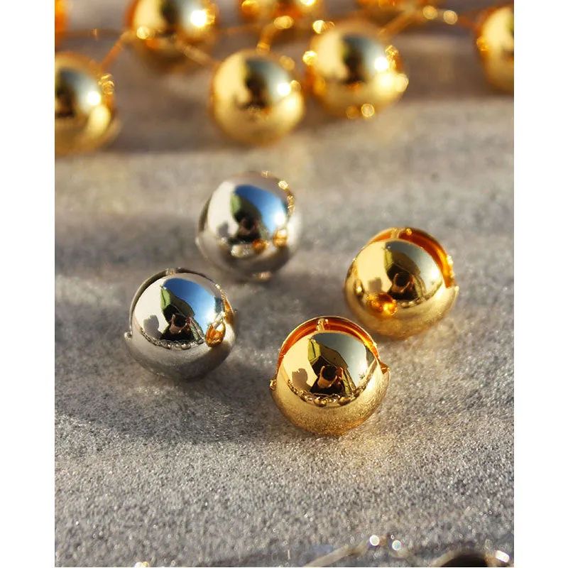 18K Gold Plated Round Ball Fashion Style Stud Hoop Earrings LJ11