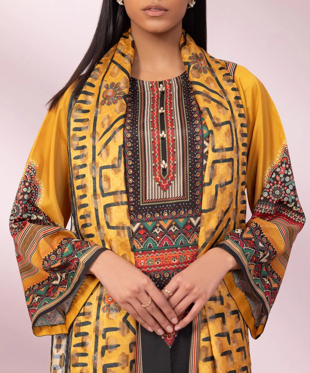 2 Piece - Printed Silk Suit