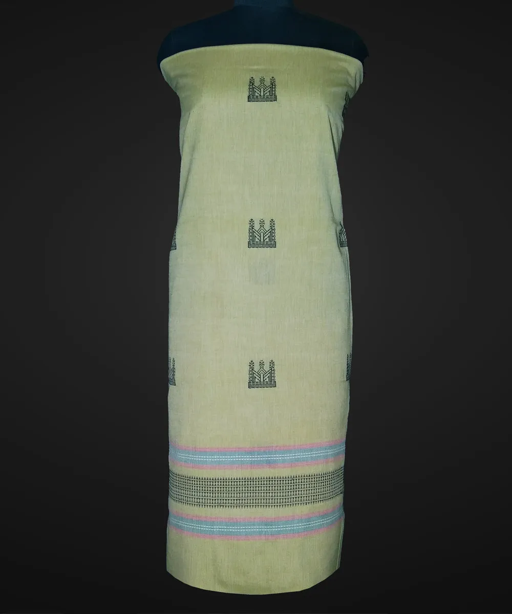 2.5 mtr lime green handwoven cotton bomkai kurta material