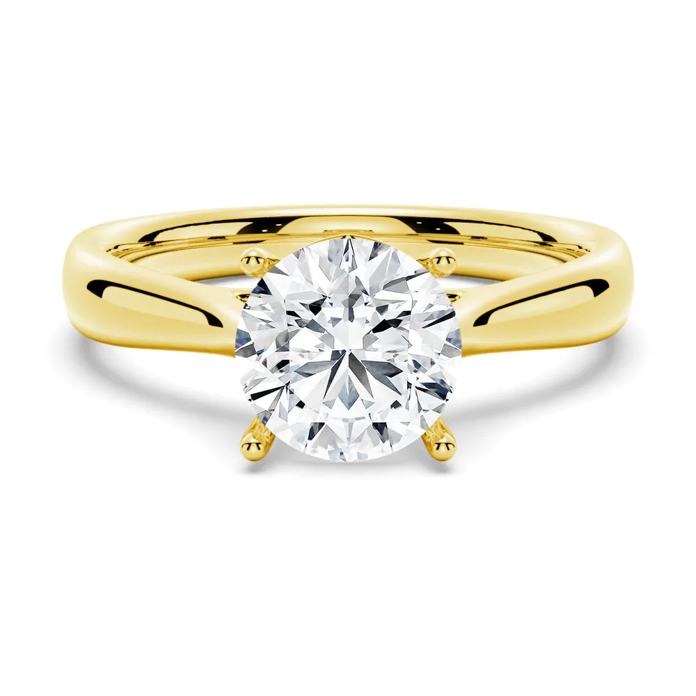 3 CT. Classic Solitaire Round Moissanite Ring With Tapered Band