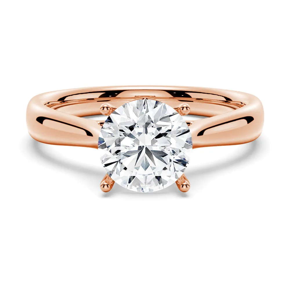 3 CT. Classic Solitaire Round Moissanite Ring With Tapered Band