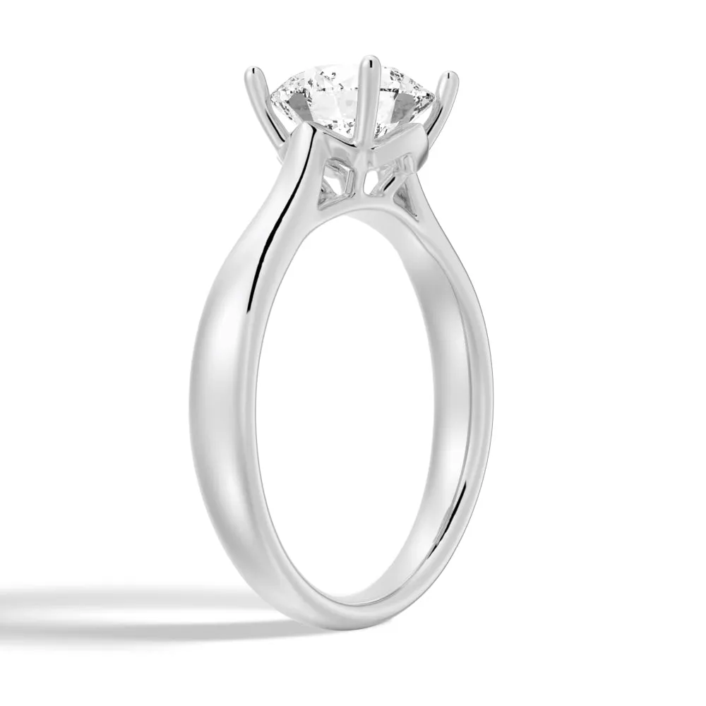 3 CT. Classic Solitaire Round Moissanite Ring With Tapered Band