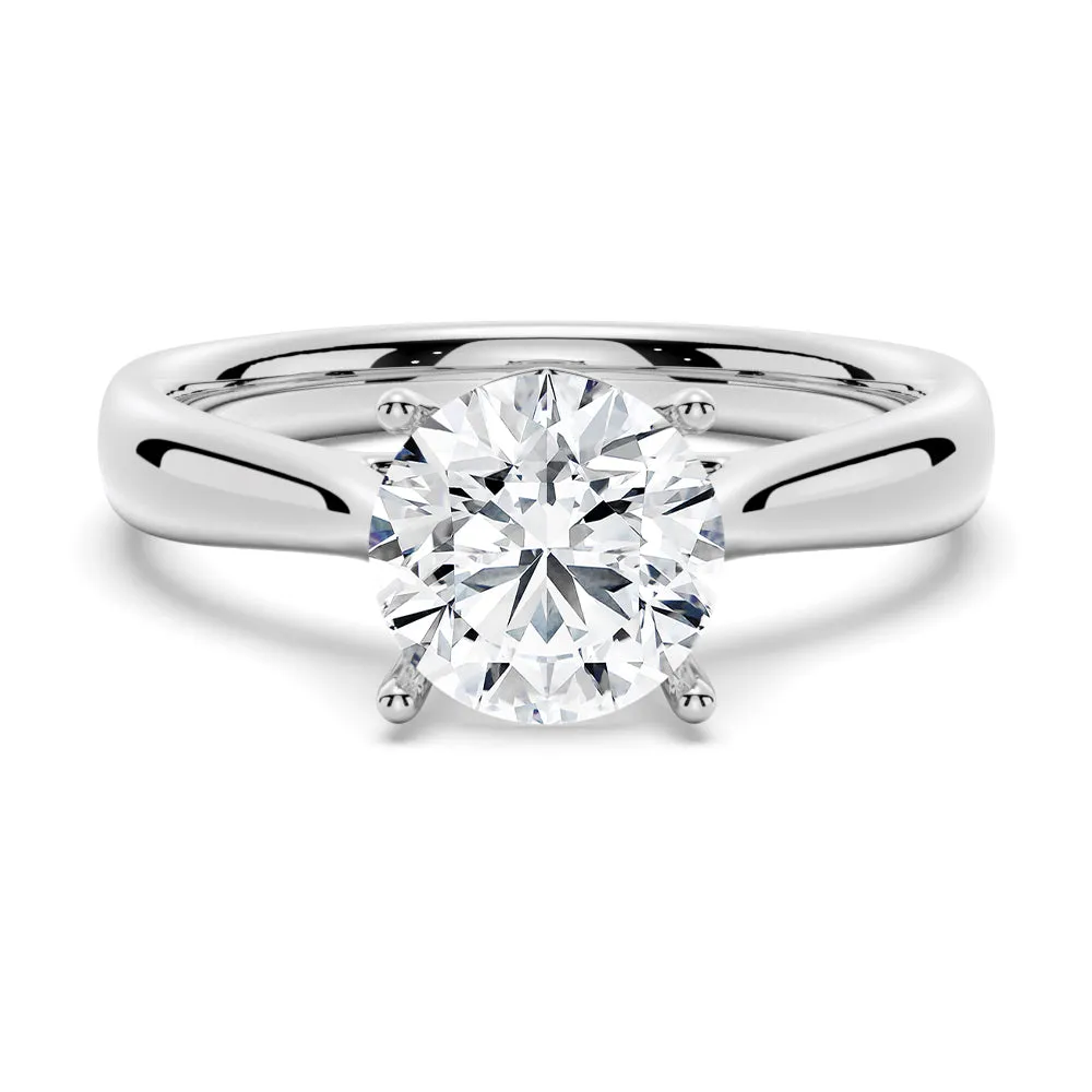 3 CT. Classic Solitaire Round Moissanite Ring With Tapered Band