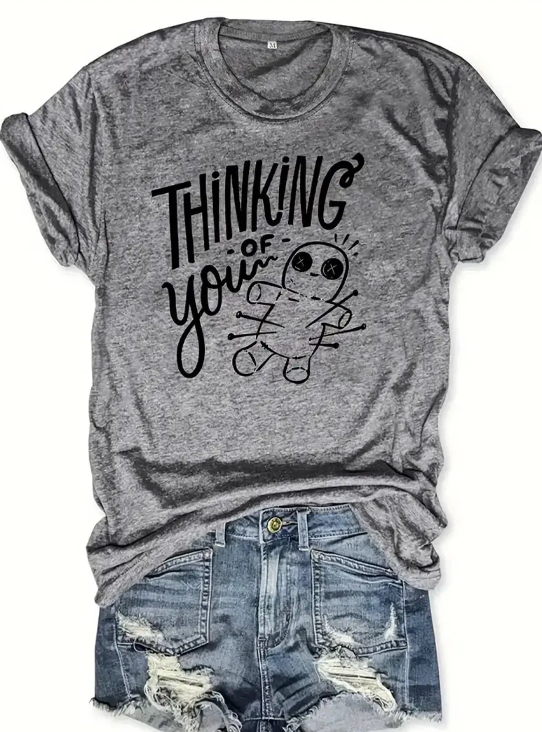 60% OFF “Thinking Of You”Casual Crew Neck Short Sleeve T-shirt, Women's Clothing