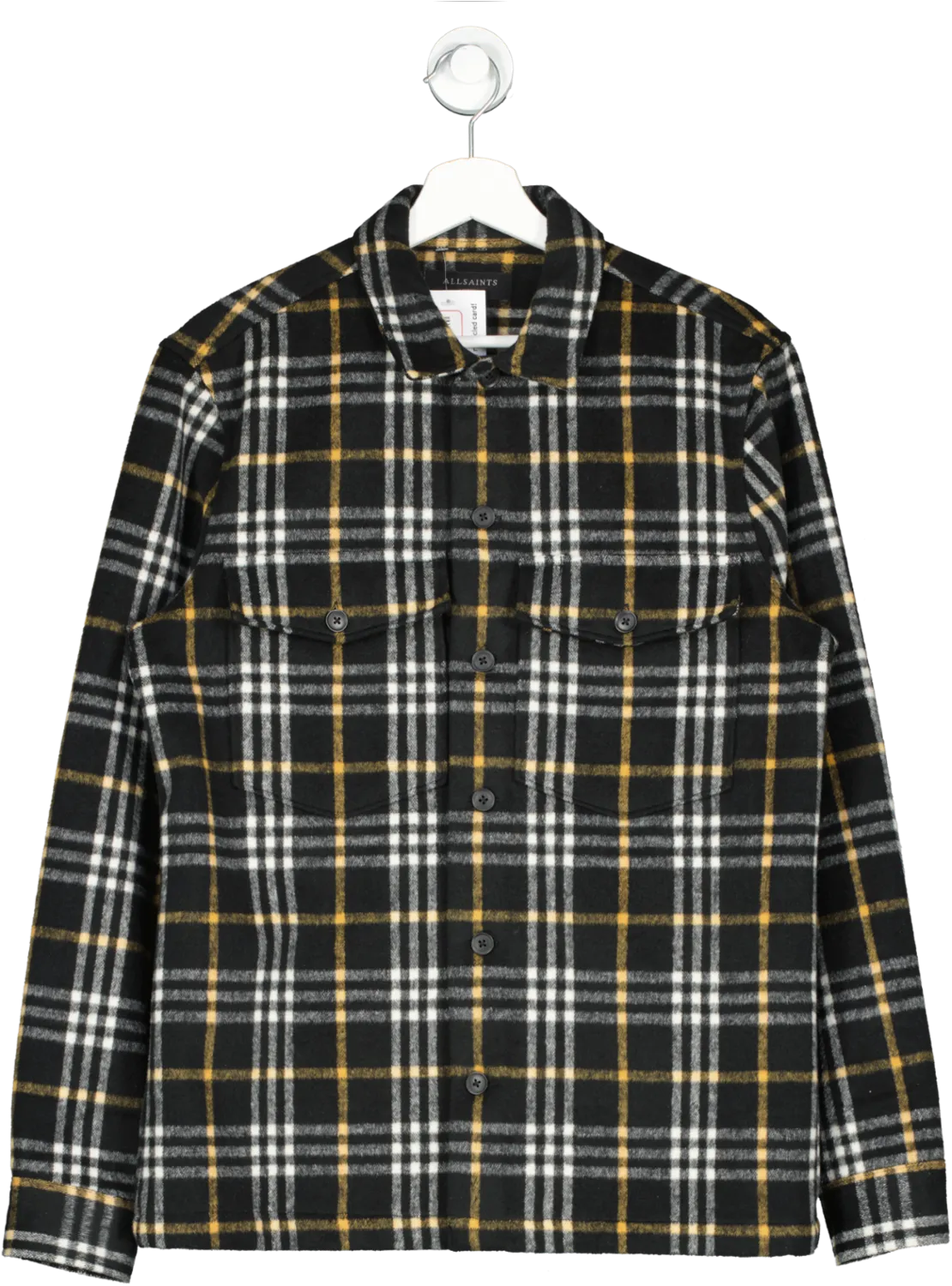 All Saints Black Berthhold Check Shirt UK M