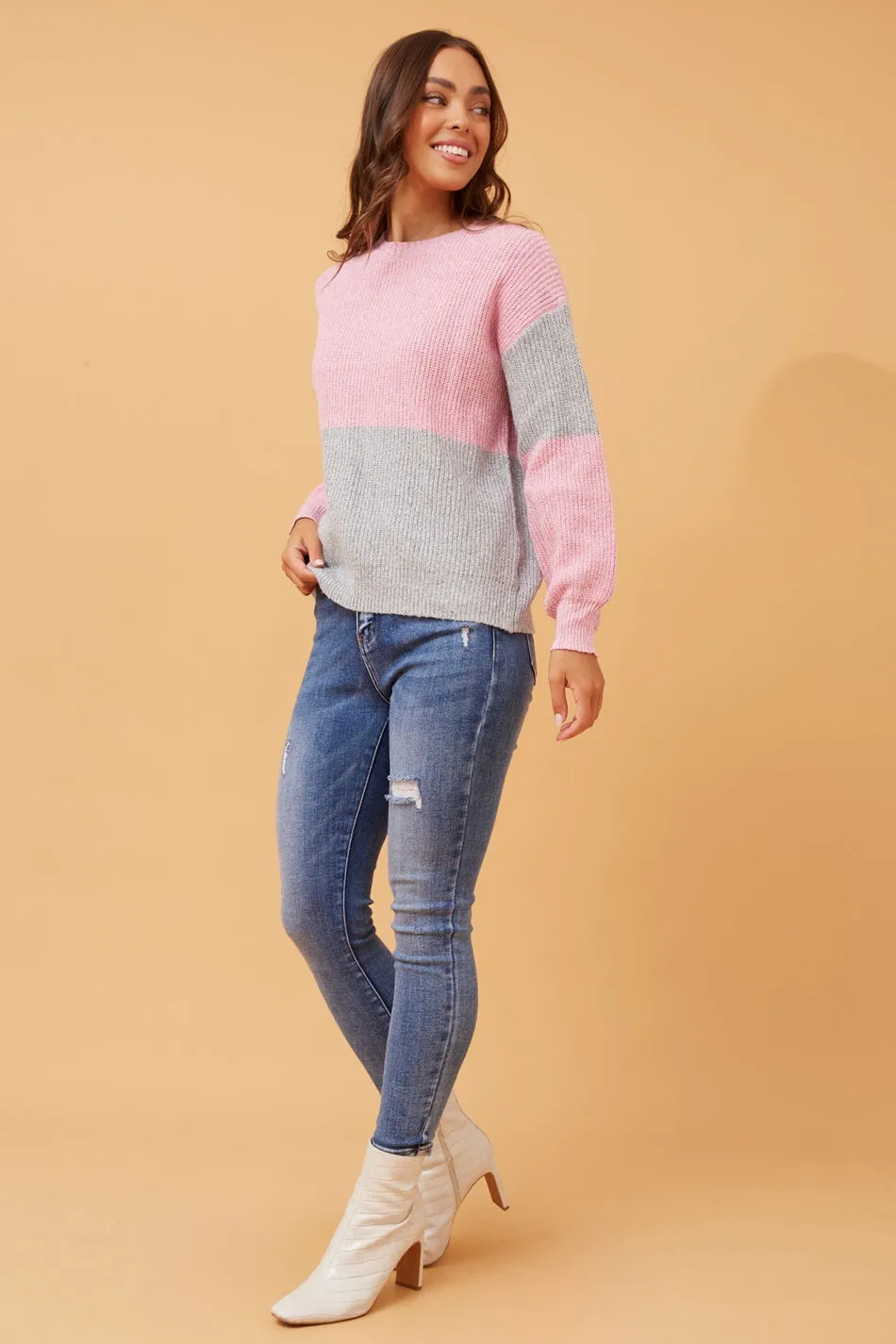 ALYA COLOR BLOCK KNIT JUMPER