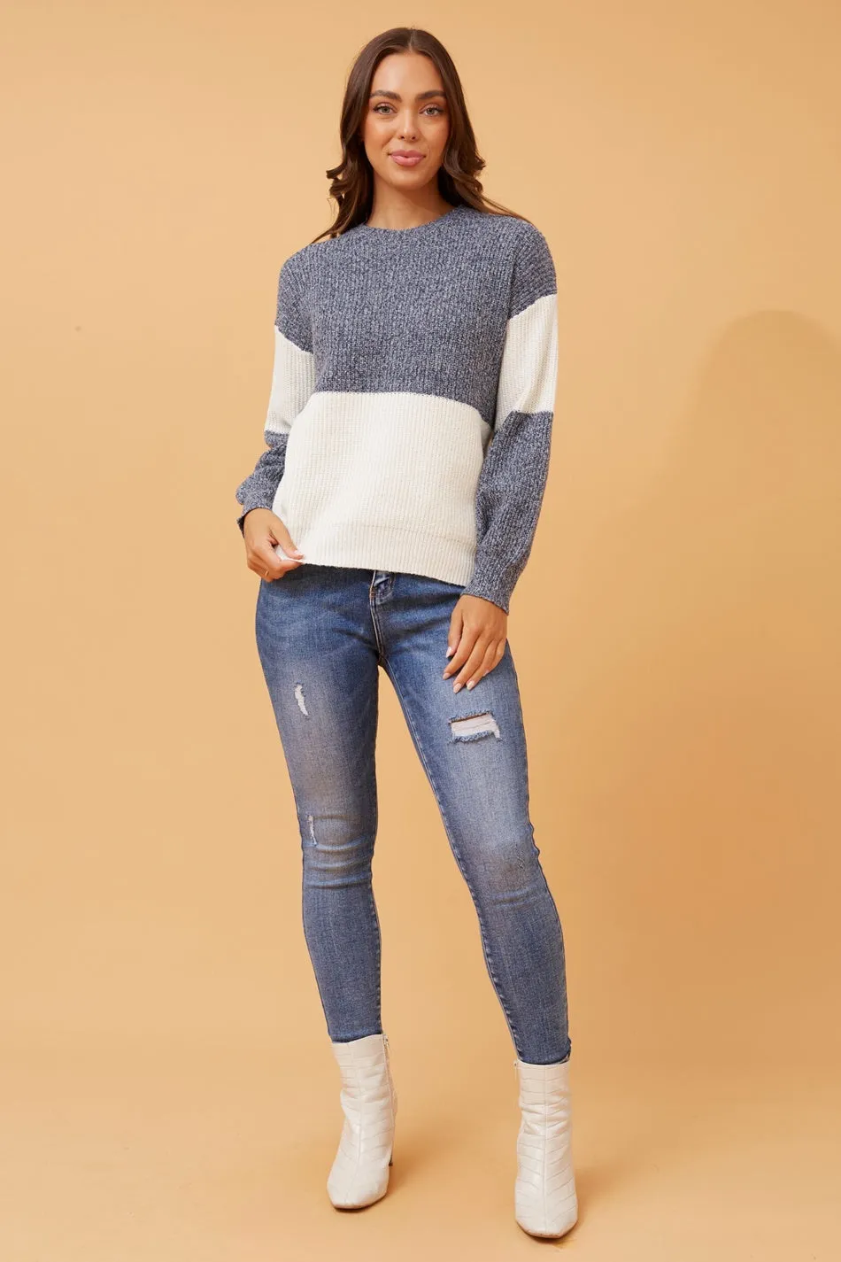 ALYA COLOR BLOCK KNIT JUMPER