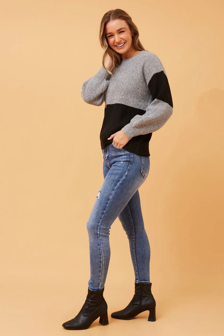 ALYA COLOR BLOCK KNIT JUMPER