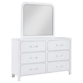 Anastasia - 6-Drawer Dresser With Mirror - Pearl White