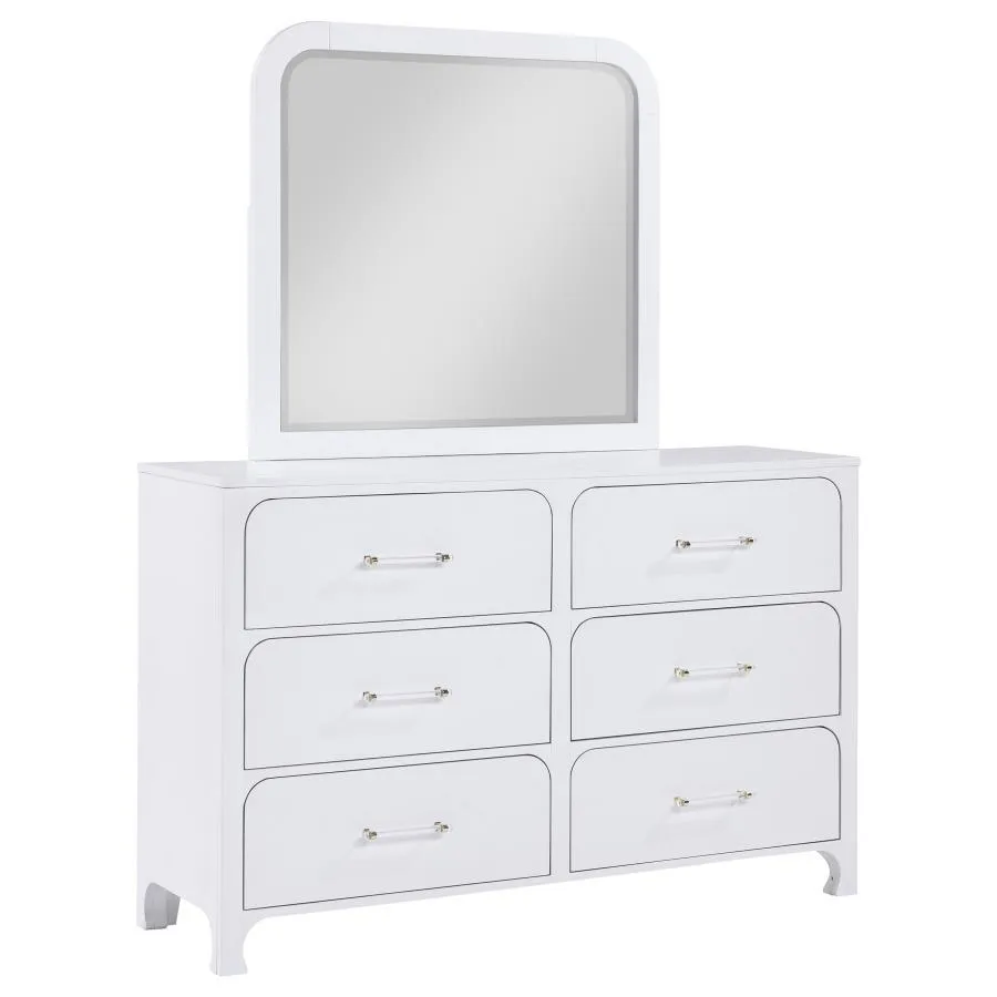 Anastasia - 6-Drawer Dresser With Mirror - Pearl White