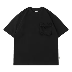 A[S]USL PIGMENT DYE ZIPPER POCKET TEE-BLACK