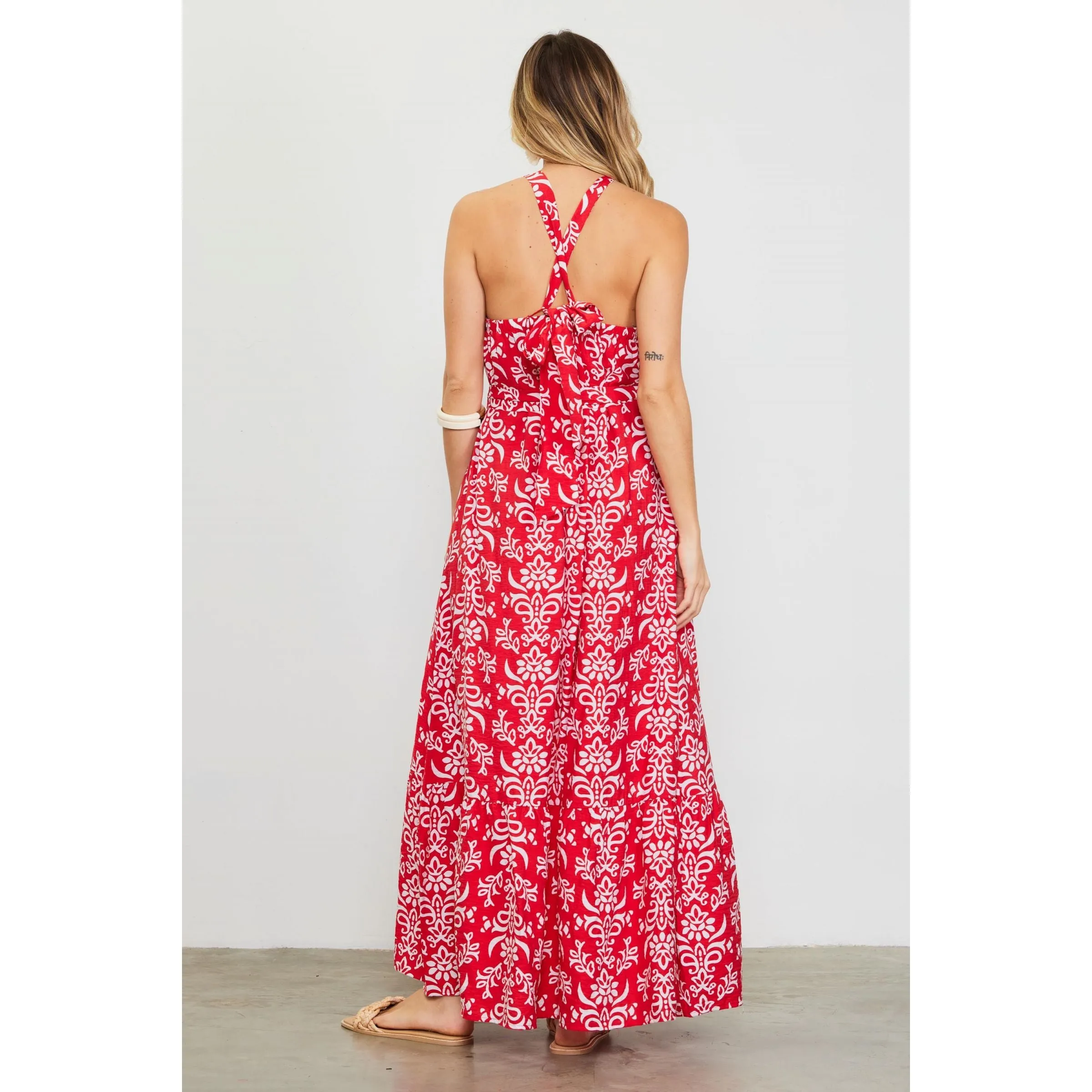 Ayanna Printed Halter Neck Maxi Dress