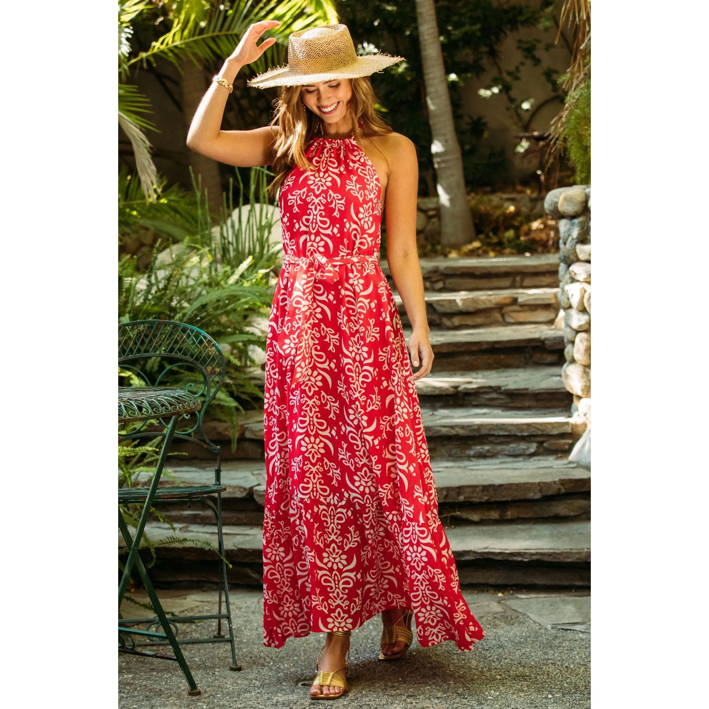 Ayanna Printed Halter Neck Maxi Dress