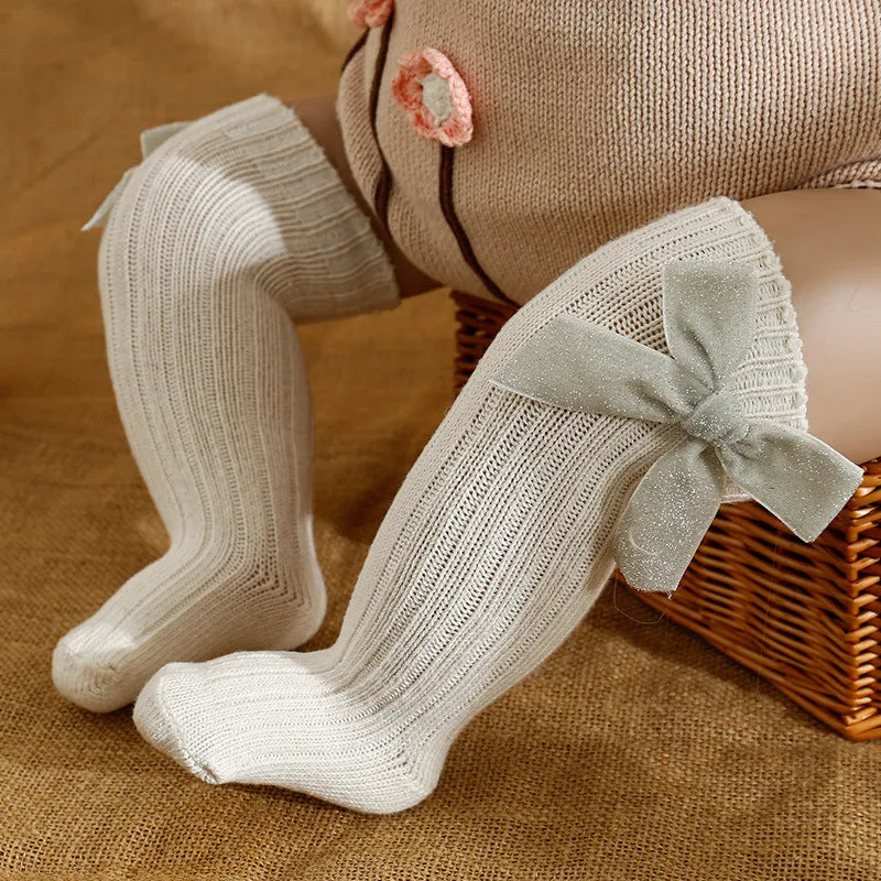 Baby Kid Girls Solid Color Bow Accessories Socks Wholesale 24011147