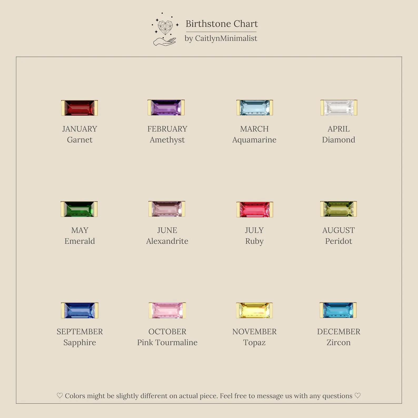 Baguette Birthstone Bar Studs