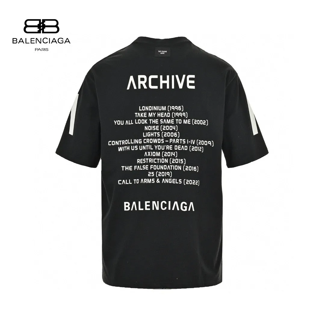 Balenciaga White Logo Graphic T-Shirt (Black)