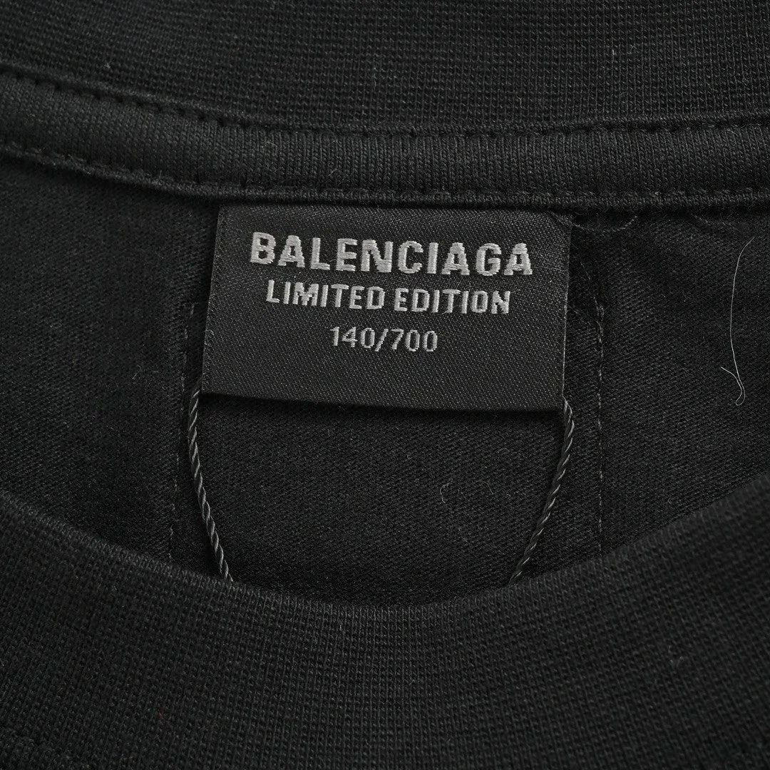 Balenciaga White Logo Graphic T-Shirt (Black)