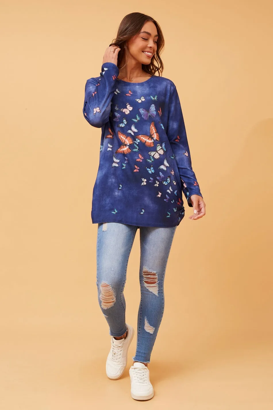 BEAU BUTTERFLY PRINT TOP