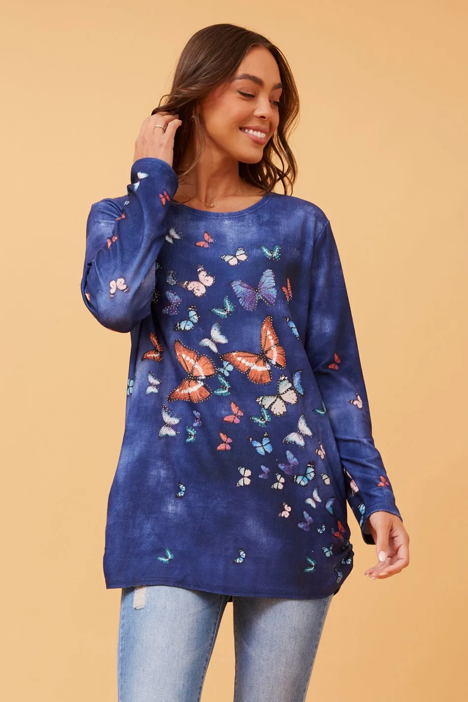 BEAU BUTTERFLY PRINT TOP