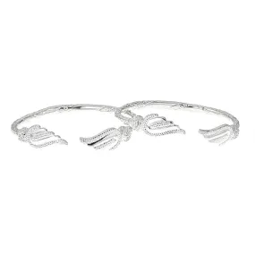 Better Jewelry Solid .925 Sterling Silver West Indian Bangles with Wing Ends, 1 pair