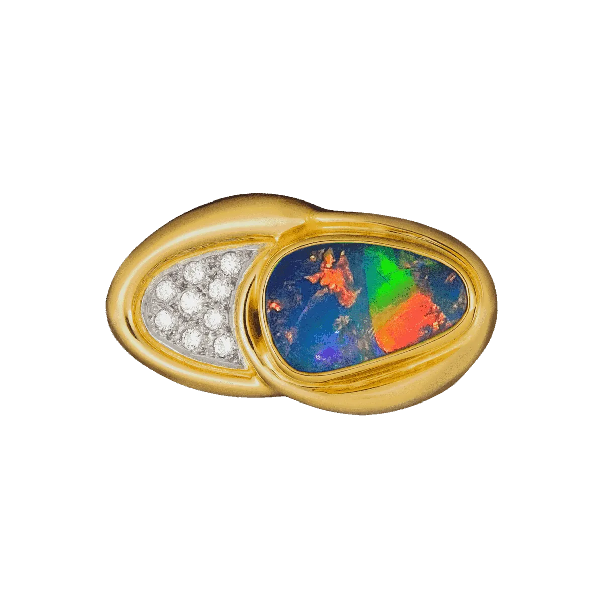 Black Boulder Opal Ring