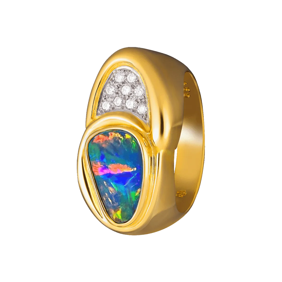 Black Boulder Opal Ring