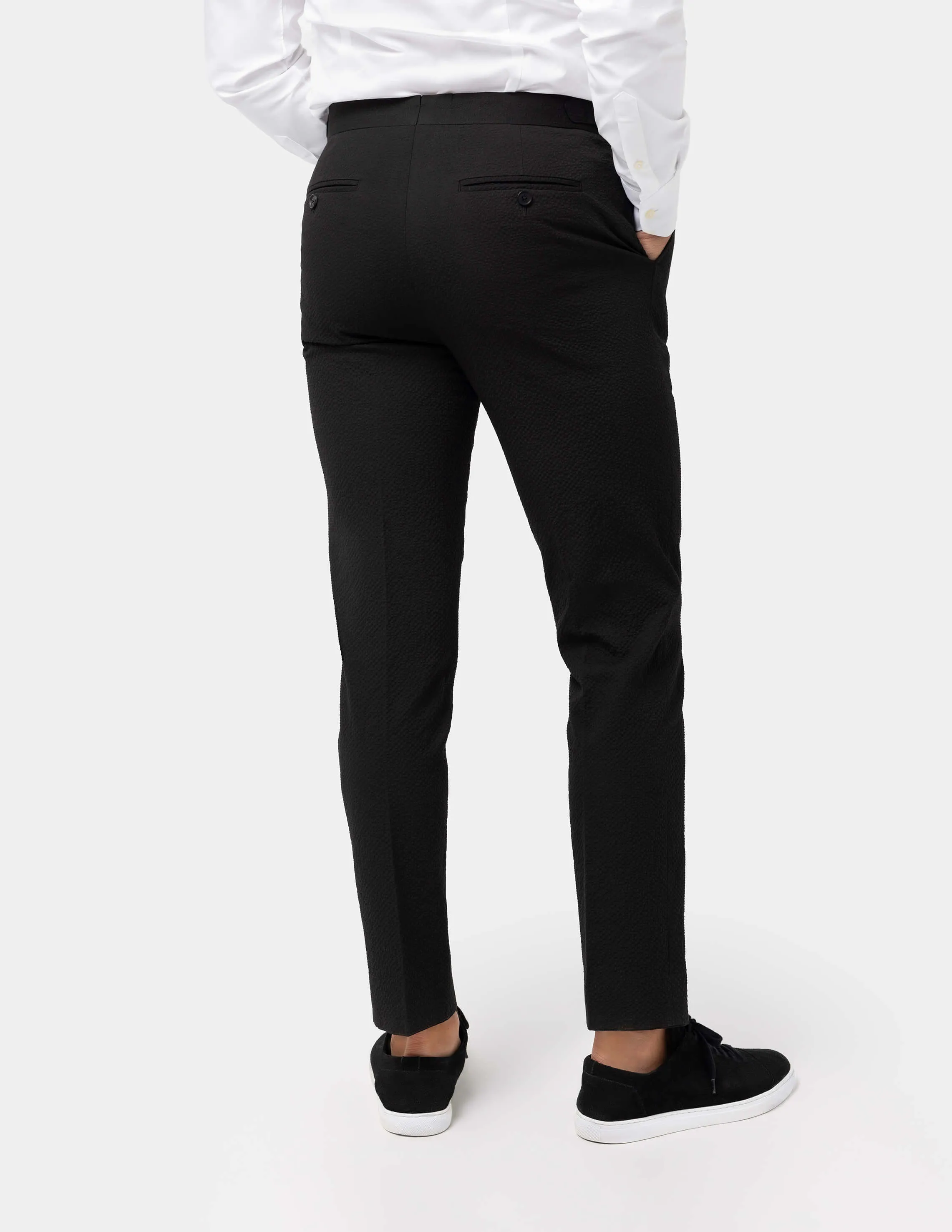 Black Seersucker Trousers