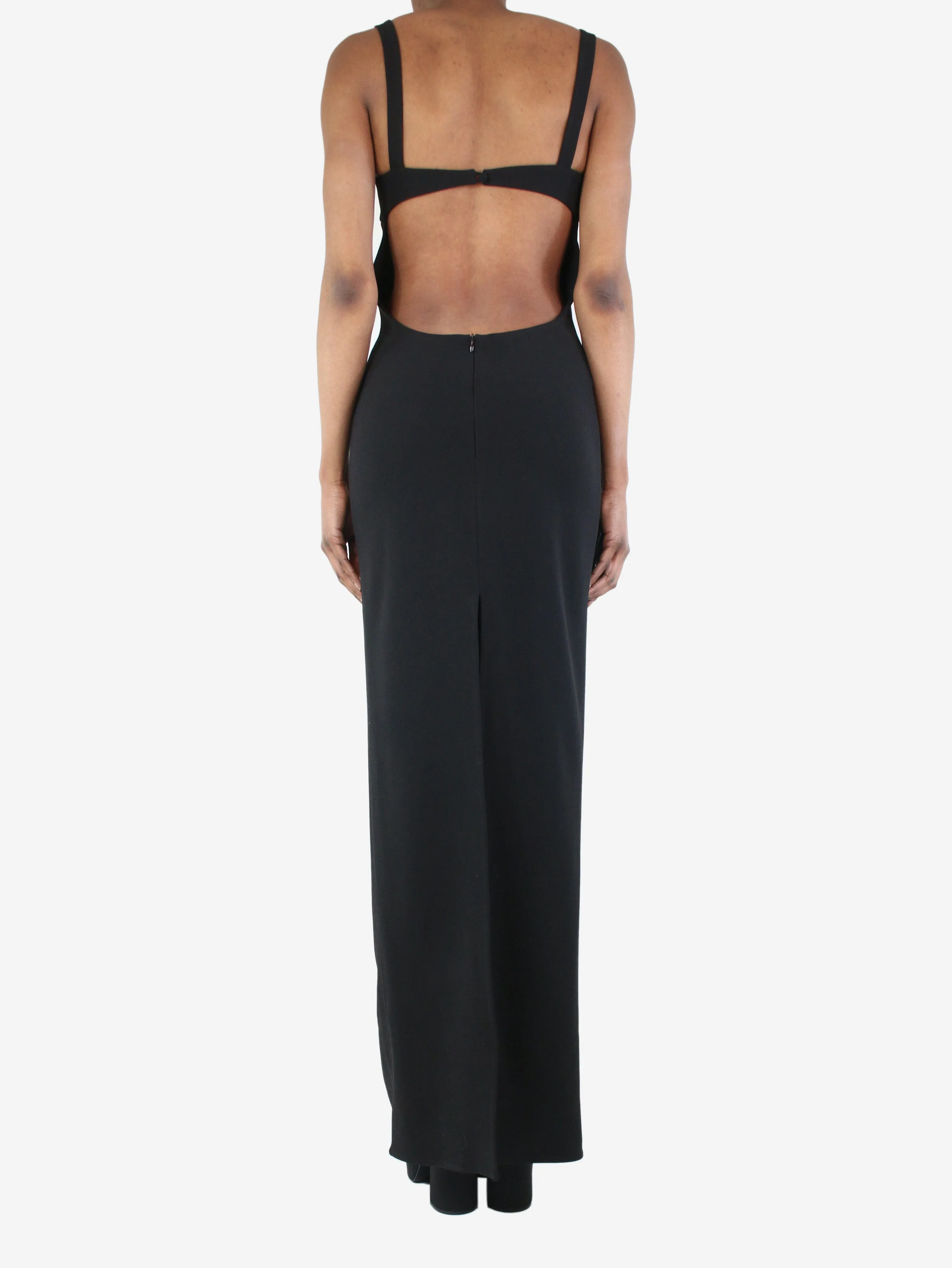 Black sweetheart bustier maxi dress - size UK 6