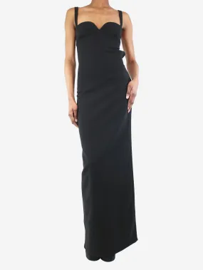 Black sweetheart bustier maxi dress - size UK 6