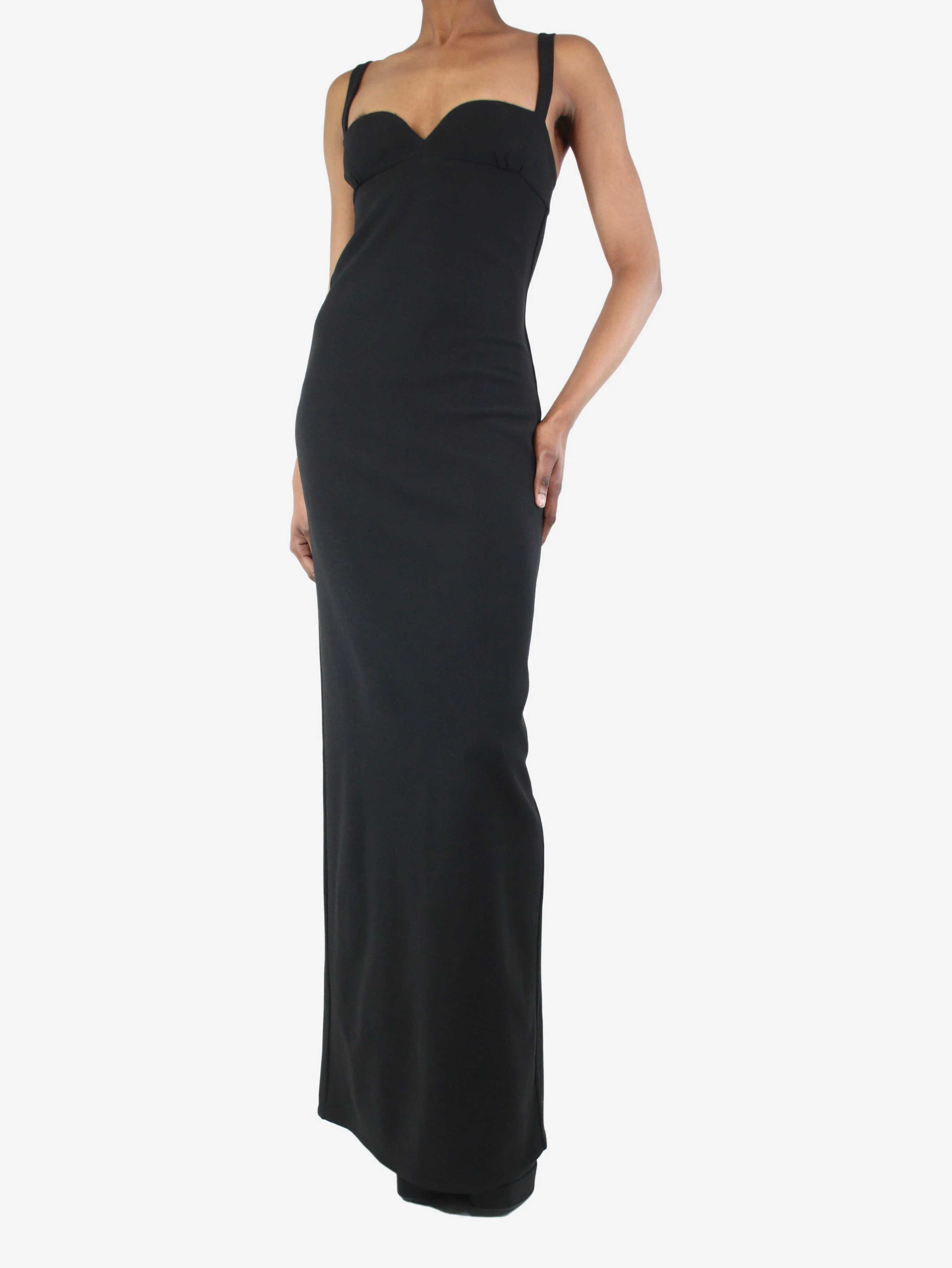 Black sweetheart bustier maxi dress - size UK 6