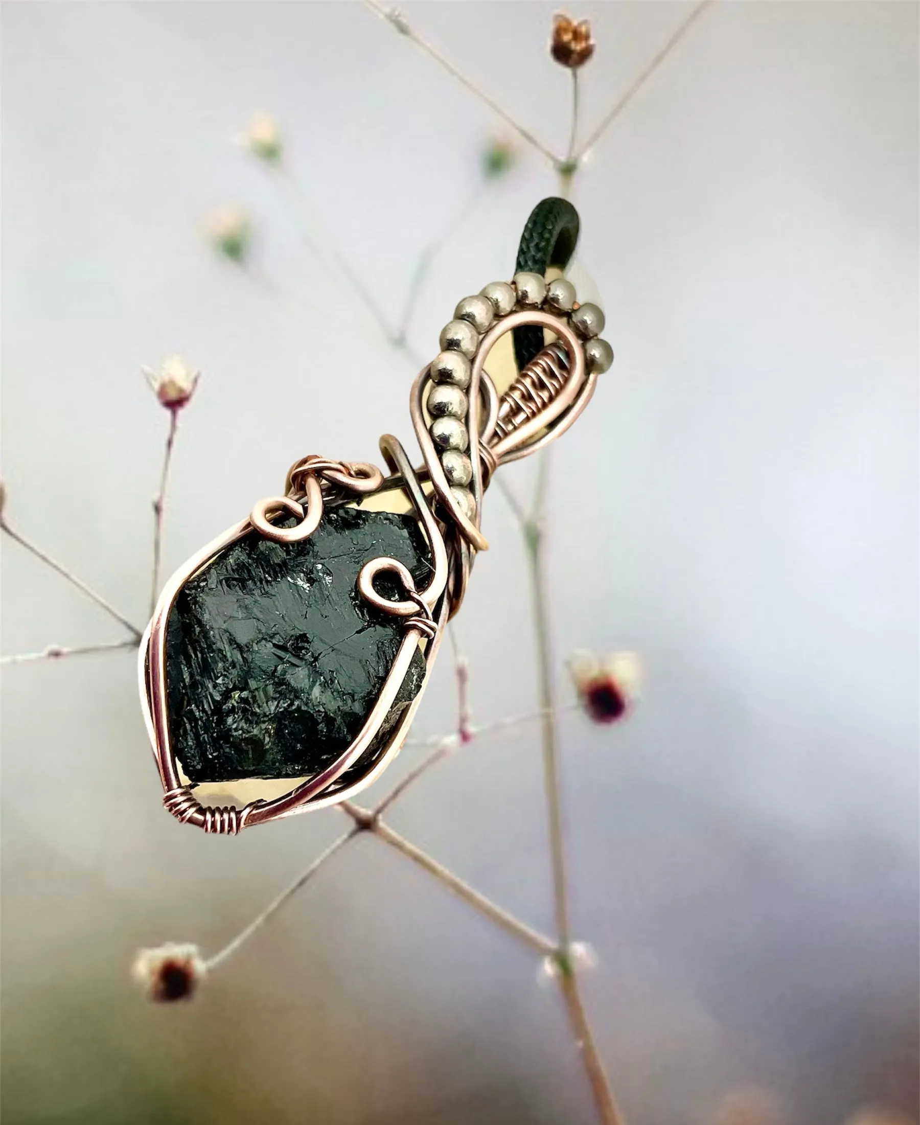 Black Tourmaline Wire Wrapped Pendant