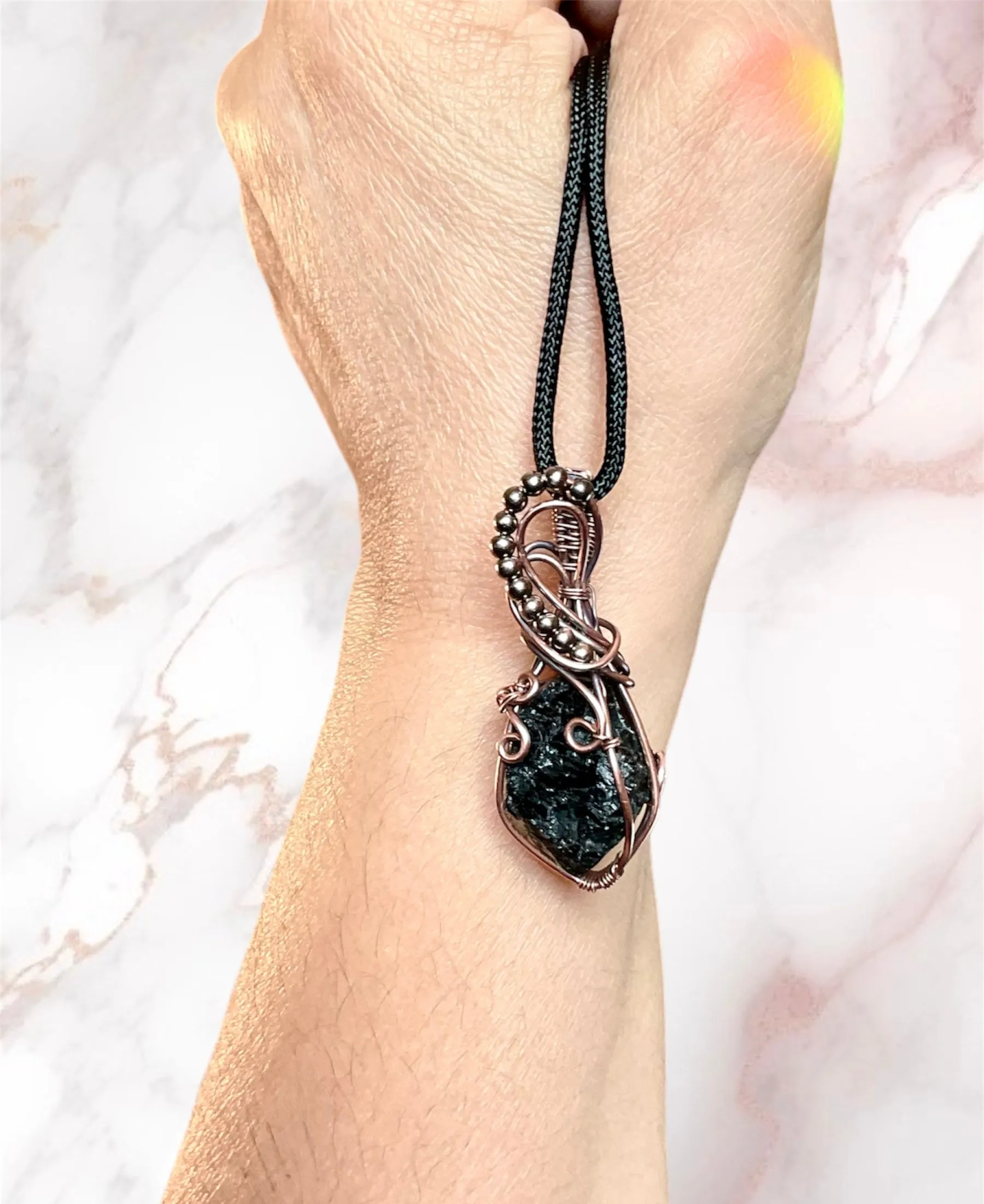 Black Tourmaline Wire Wrapped Pendant