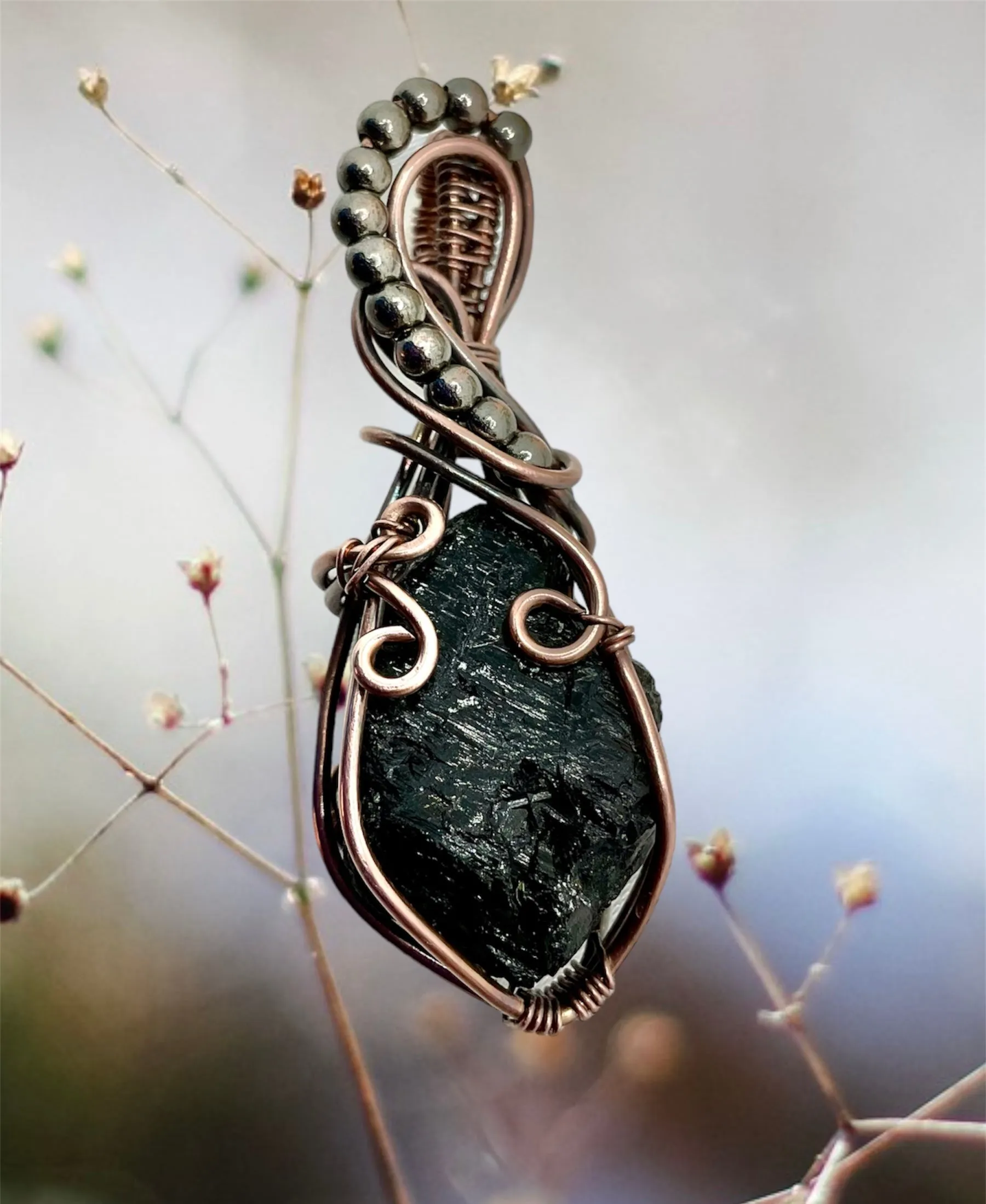 Black Tourmaline Wire Wrapped Pendant