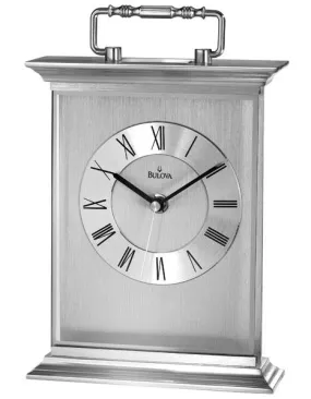 Bulova Newport Table Clock - Solid Aluminum Case - Chapter Ring Dial