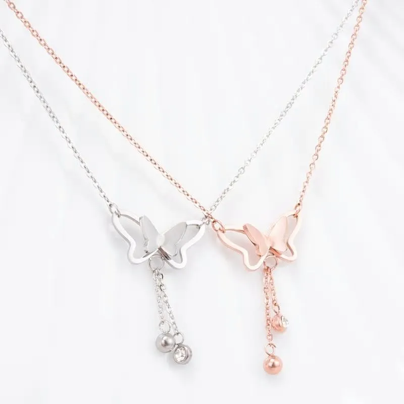 Butterfly Pendant Delicate Chain Necklace - 2 Colors