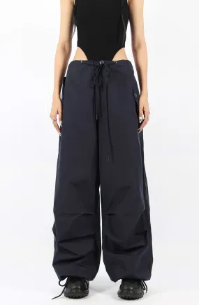 Button Pocket Oversized Parachute Pants