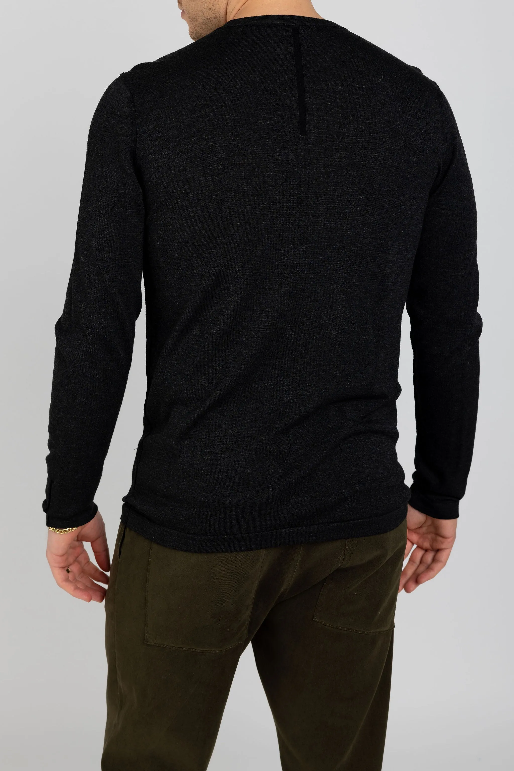 Crewneck Sweater in Grey Black