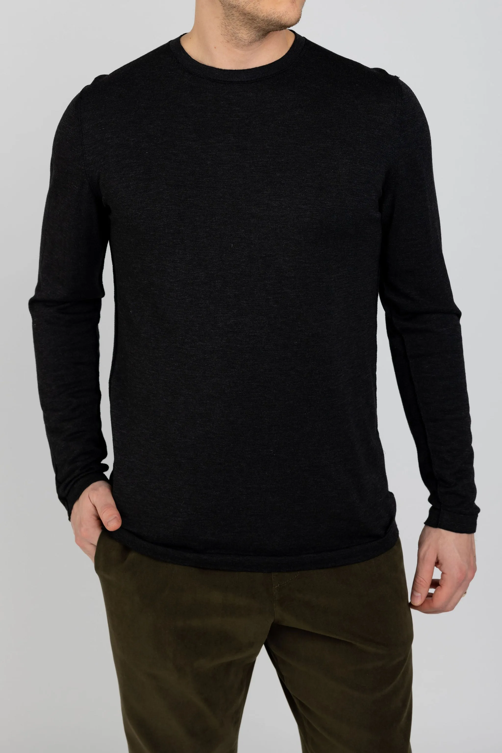 Crewneck Sweater in Grey Black