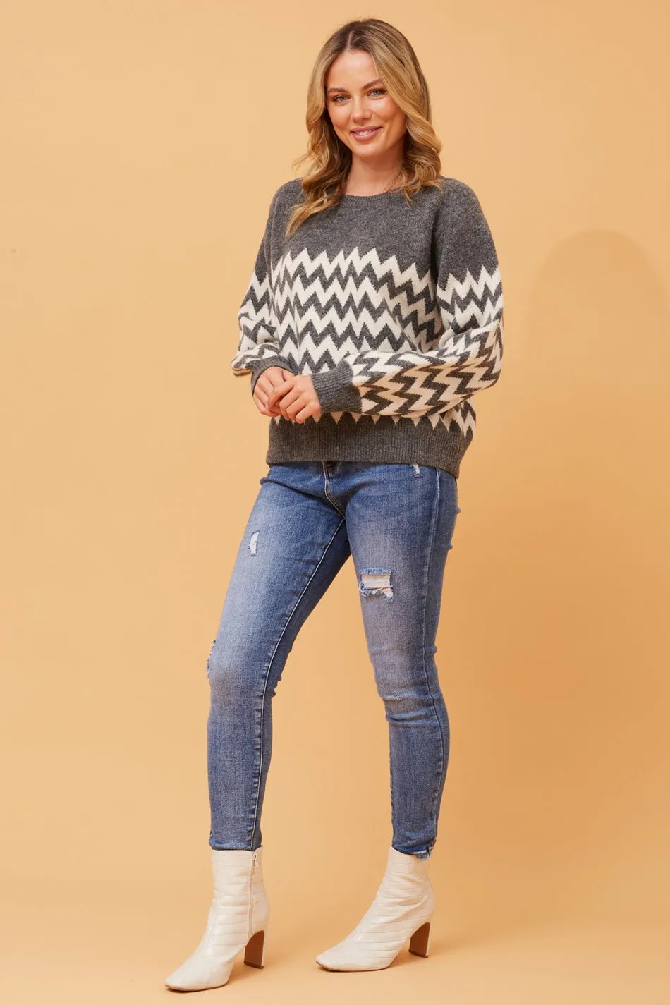 DAVONA CHEVRON PRINT KNIT JUMPER