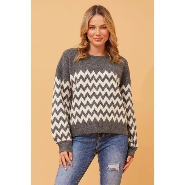 DAVONA CHEVRON PRINT KNIT JUMPER