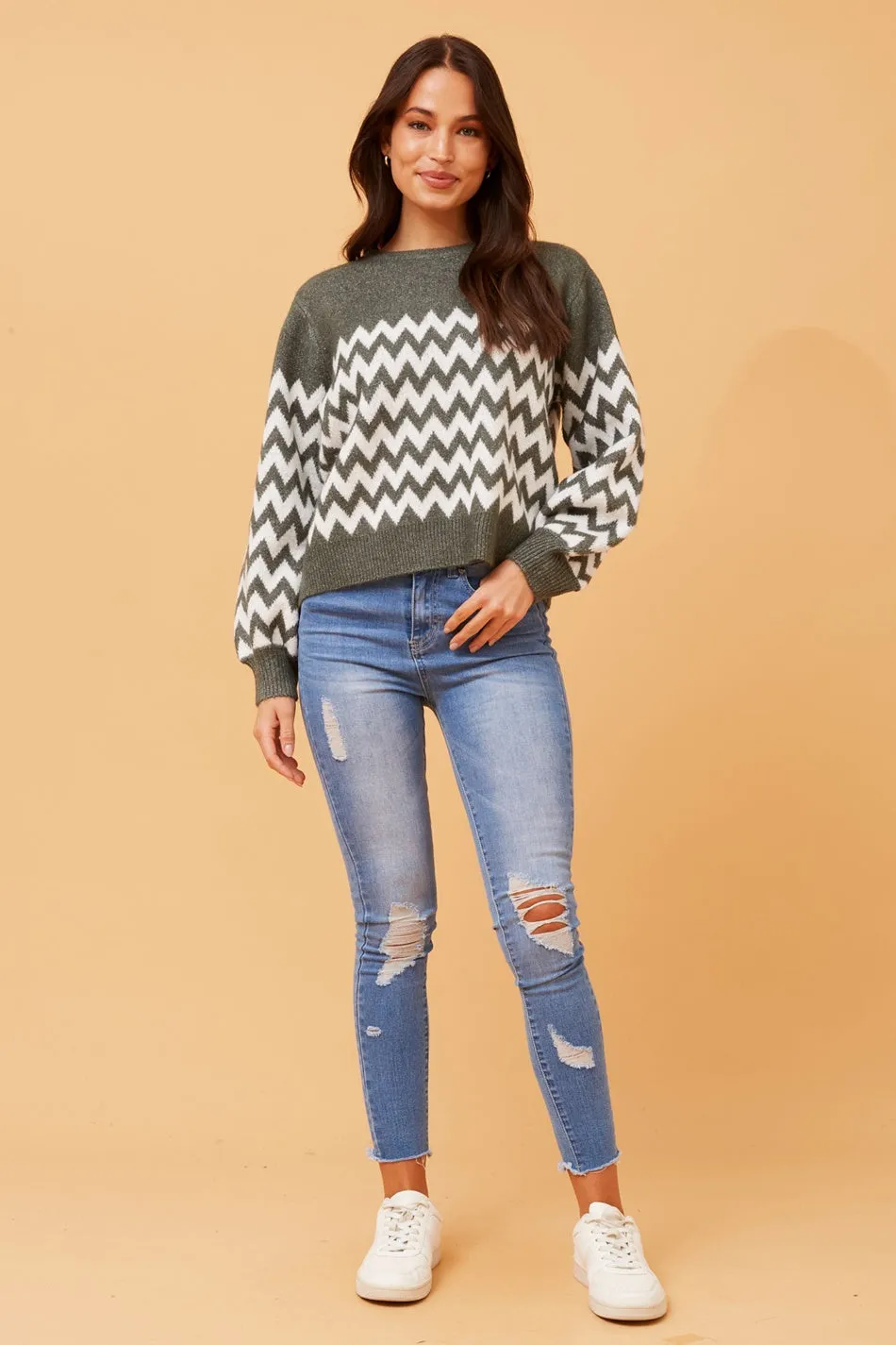 DAVONA CHEVRON PRINT KNIT JUMPER