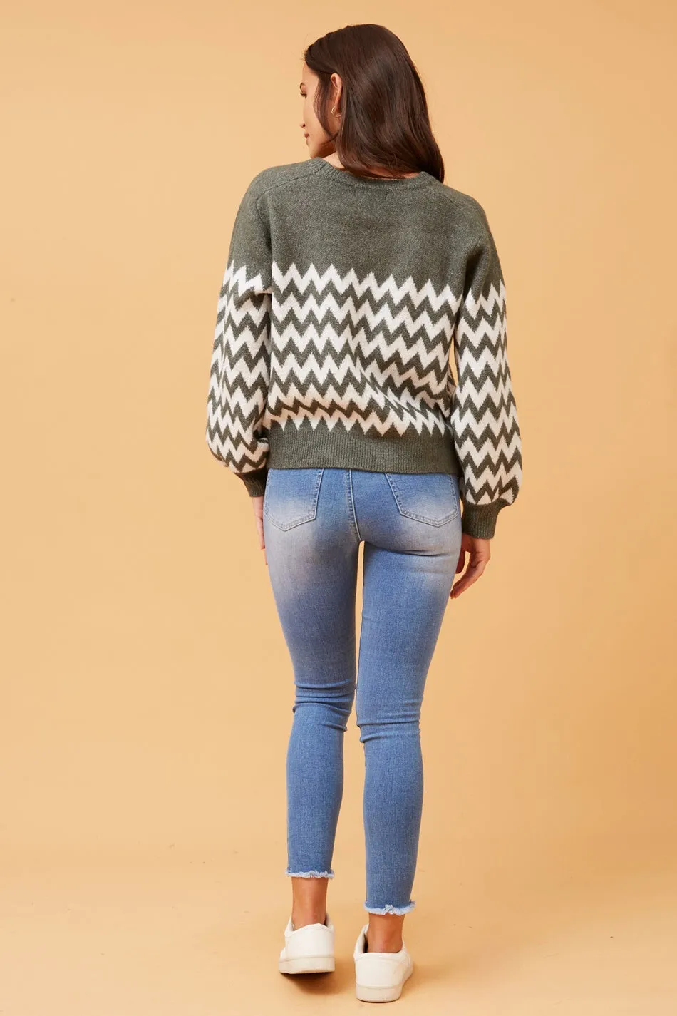 DAVONA CHEVRON PRINT KNIT JUMPER