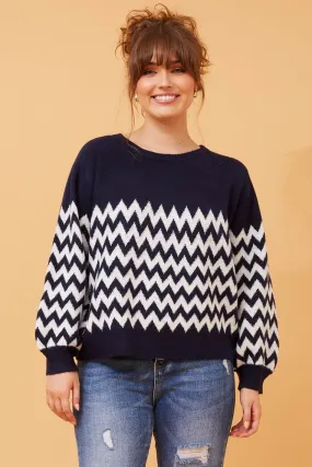 DAVONA CHEVRON PRINT KNIT JUMPER