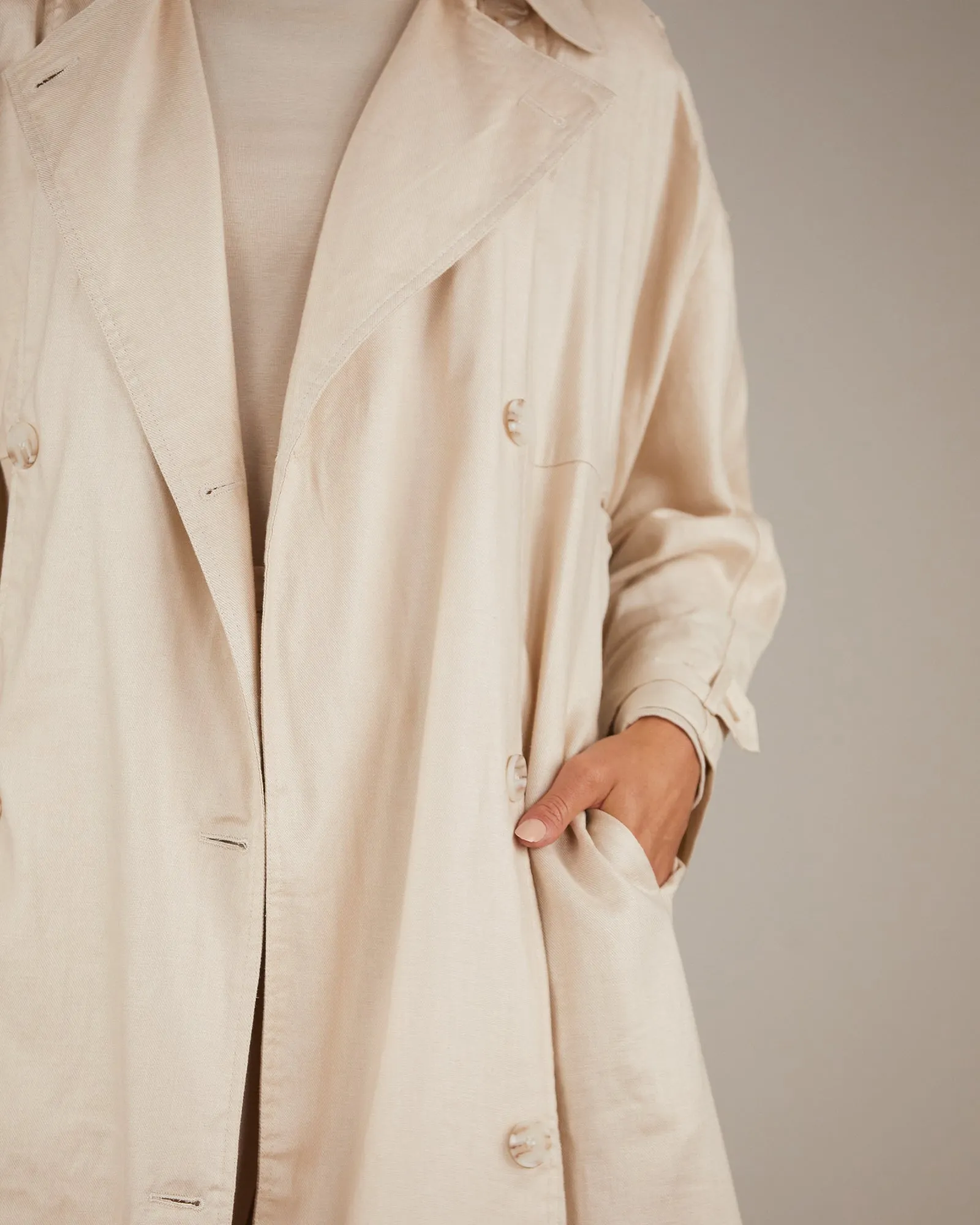 Elvie Linen Trench Coat - Beige