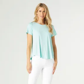 Erin Pleat Back Tee - Aqua - Final Sale