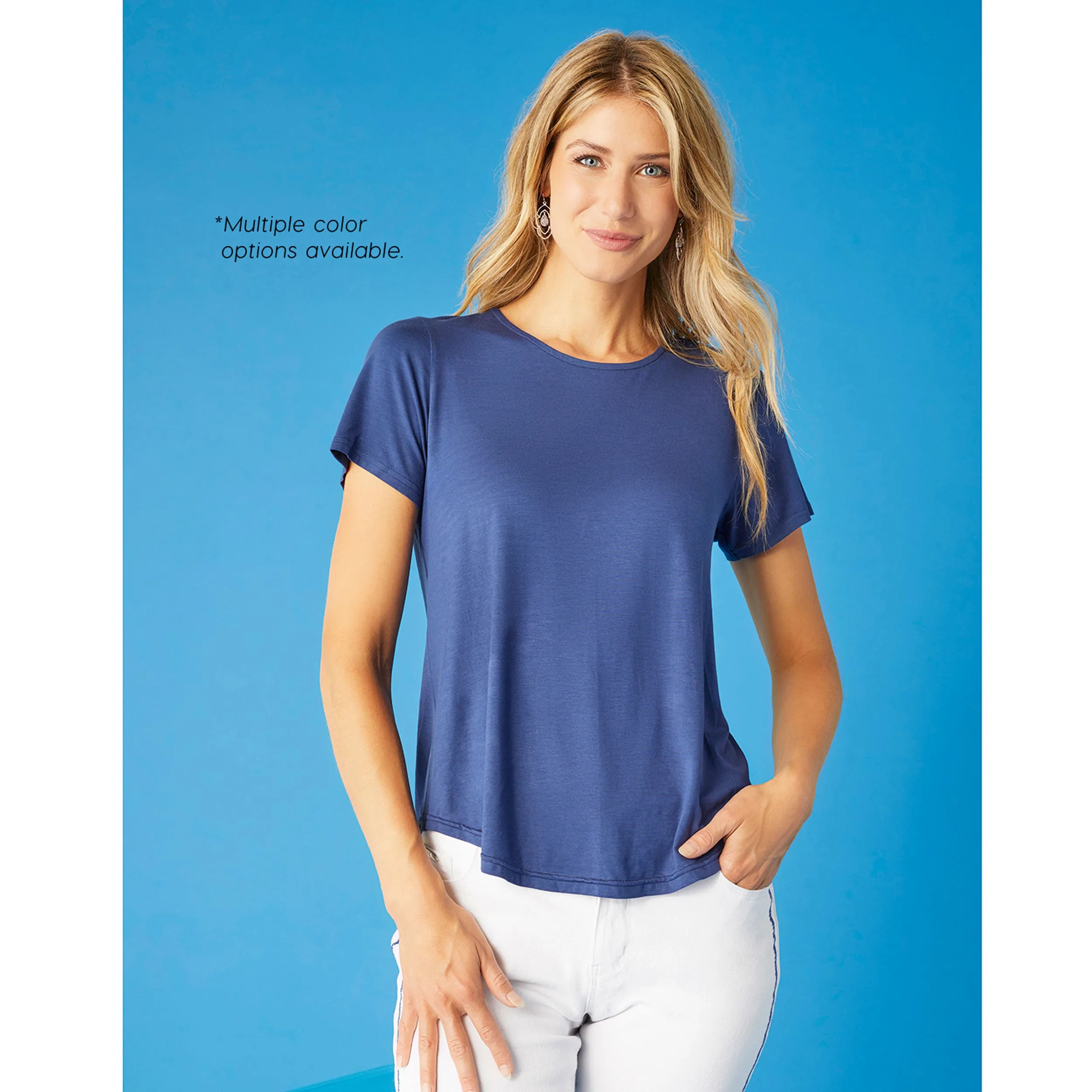 Erin Pleat Back Tee - Aqua - Final Sale