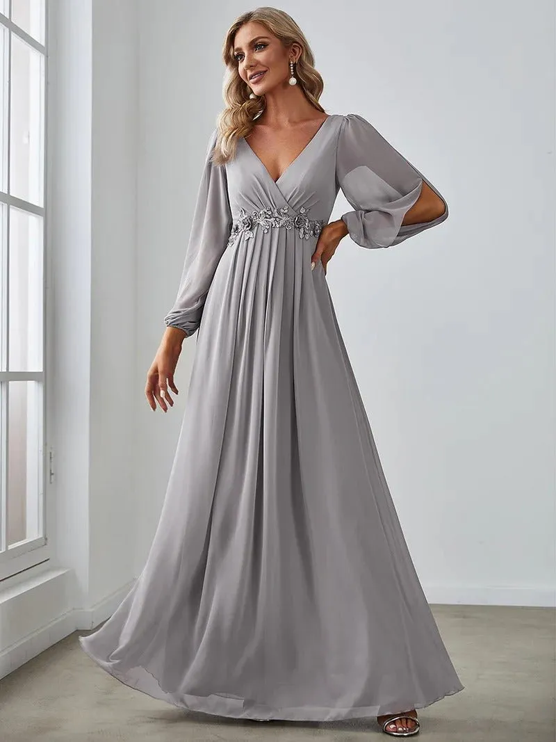 Floor Length Long Lantern Sleeves Bridesmaid Dresses