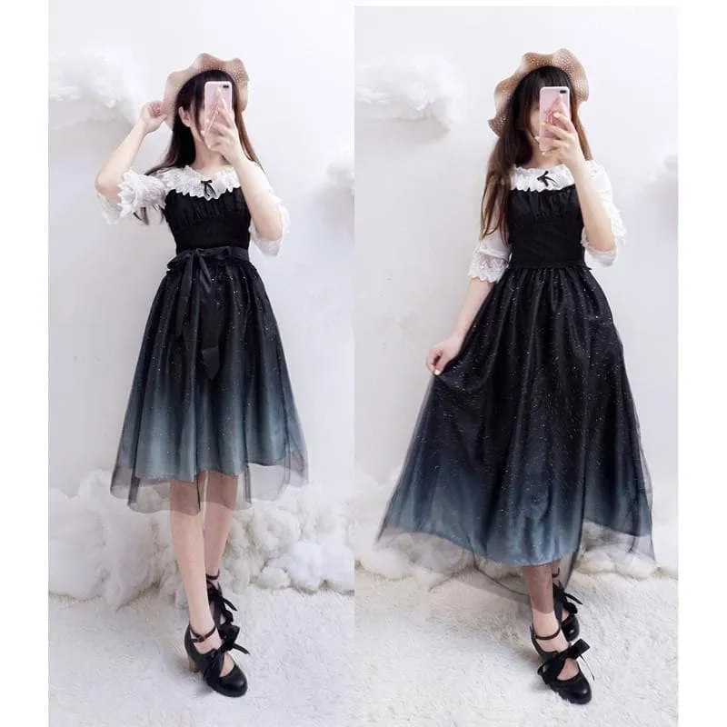 Galaxy Blue/Black Starry Fairy Dress SP179990